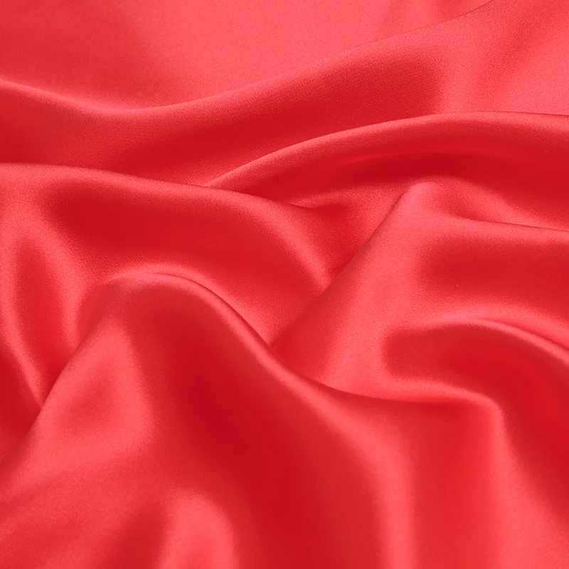 

100% silk charmeuse satin 16mm 114cm(45") width watermelon red color mulberry silk fabric NO.32