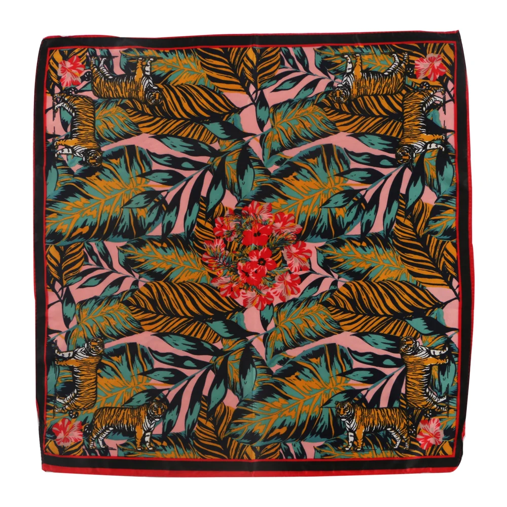 Женские Модные носовые платки шарф весна лето полосатые шелковые квадратные