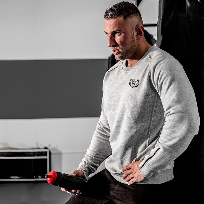 Модный новый мужской пуловер для фитнеса тренировок по бодибилдингу хлопковая