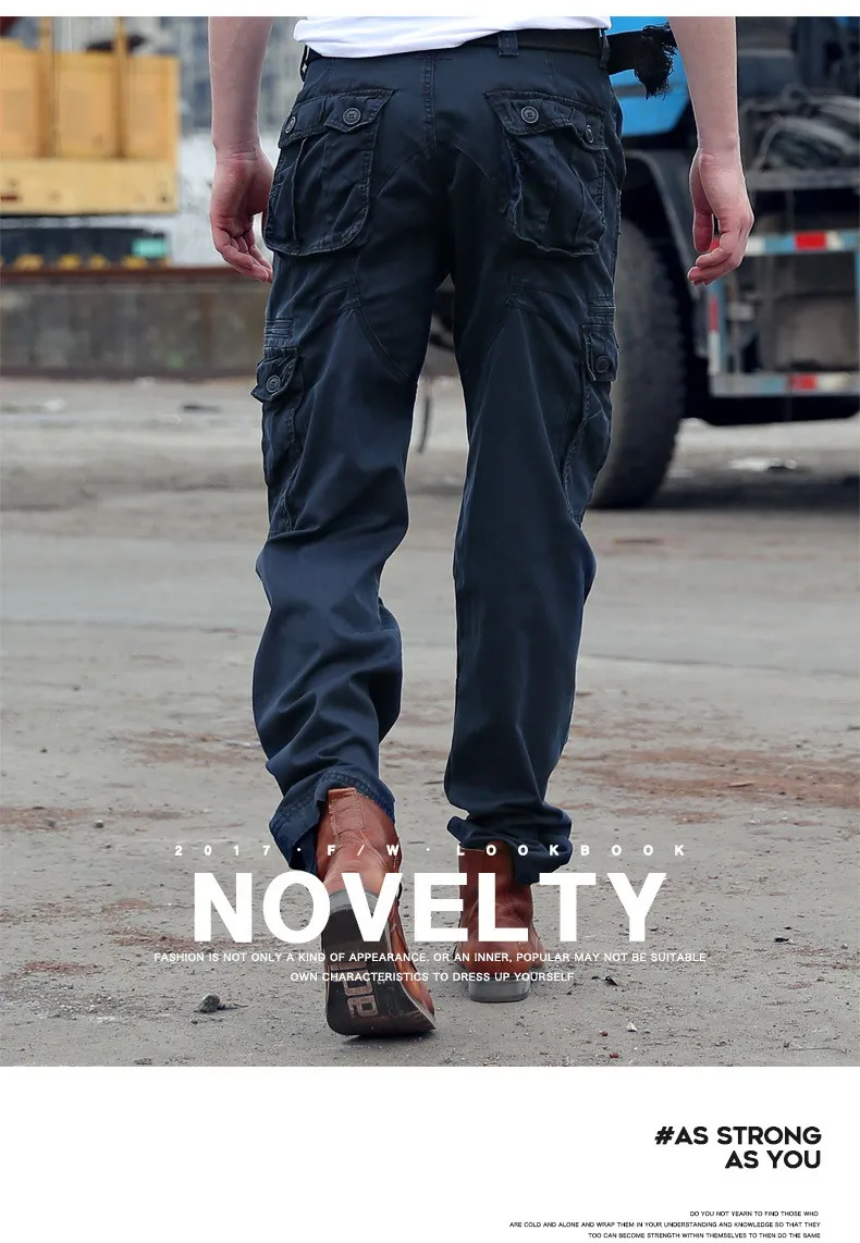 

High quality Pure cotton Pants AF Men Multi Pocket Military Cargo Pants Pantalon Homme Streetwear Overalls Army Track Trousers