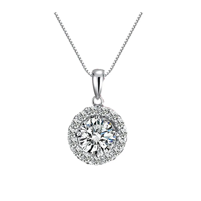 

Luxury Resplendent Round CZ Crystal Pendant 2021 Fashion Women Simple Design Silver Color Pendant for Women Wedding Jewelry