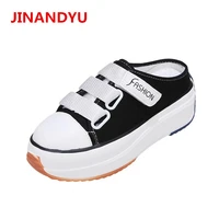platform shoes vulcanize canvas shoes women white sneakers slipper ladies chunky black white wedges slip on shoes for women