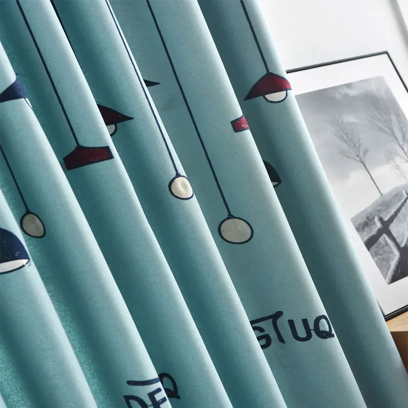 Скандинавский современный стиль шторы на заказ лампа с вышивкой спальня