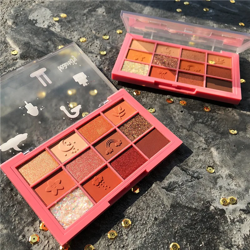 

12-colors Eyeshadow Palette Matte Shimmer Eyeshadow Rainbow Eye Shadow Waterproof lasting Anti-sweat Flash Powder Cosmetic