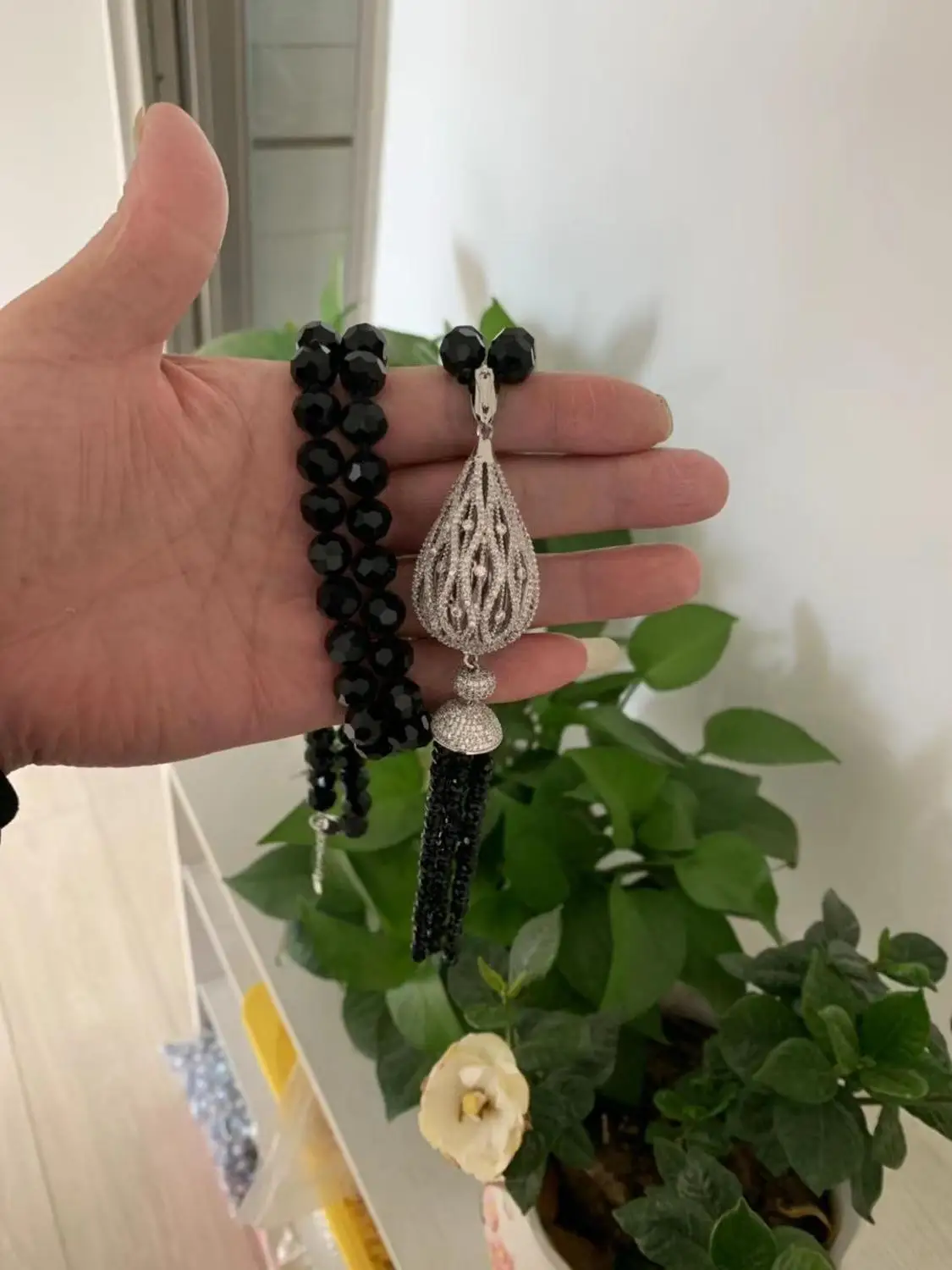 Лидер продаж длинное ожерелье-цепочка для свитера с кисточкой 10 мм из черного