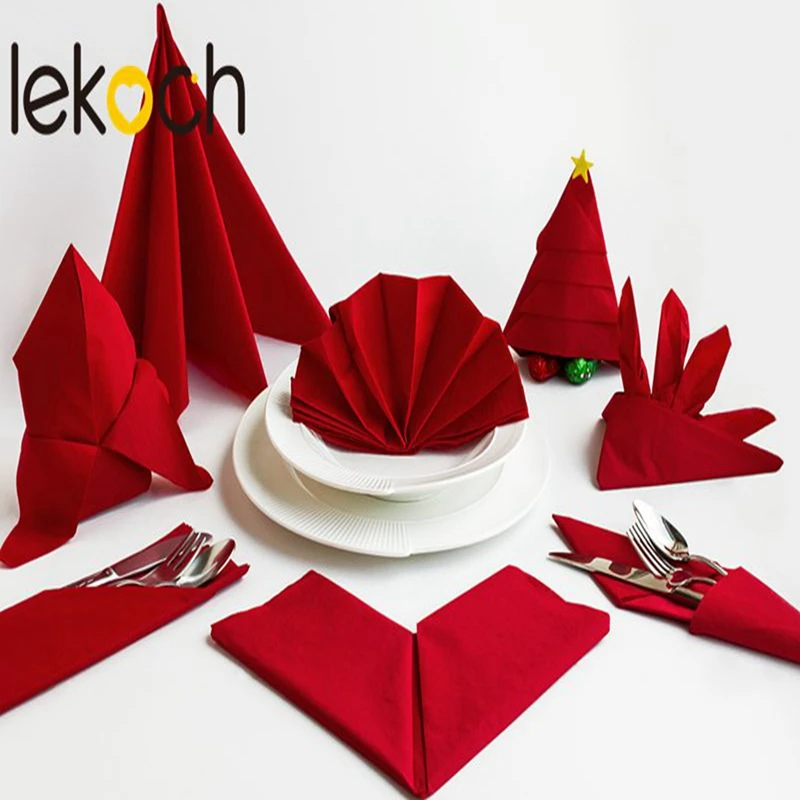 Lekoch Красные столовые салфетки квадратные карманные носовой платок для свадьбы