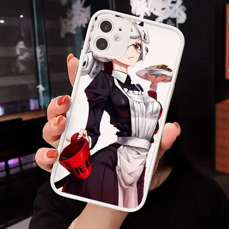 

Cute cartoon helltaker Phone Case For iPhone 12 11 Mini Pro XR XS Max 7 8 Plus X Matte transparent White Cover