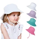 Панама шляпа для маленьких девочек для детей от 0 до 8 лет, однотонная дышащая пляжная шапка с принтом, защитный головной убор рыбака, лето