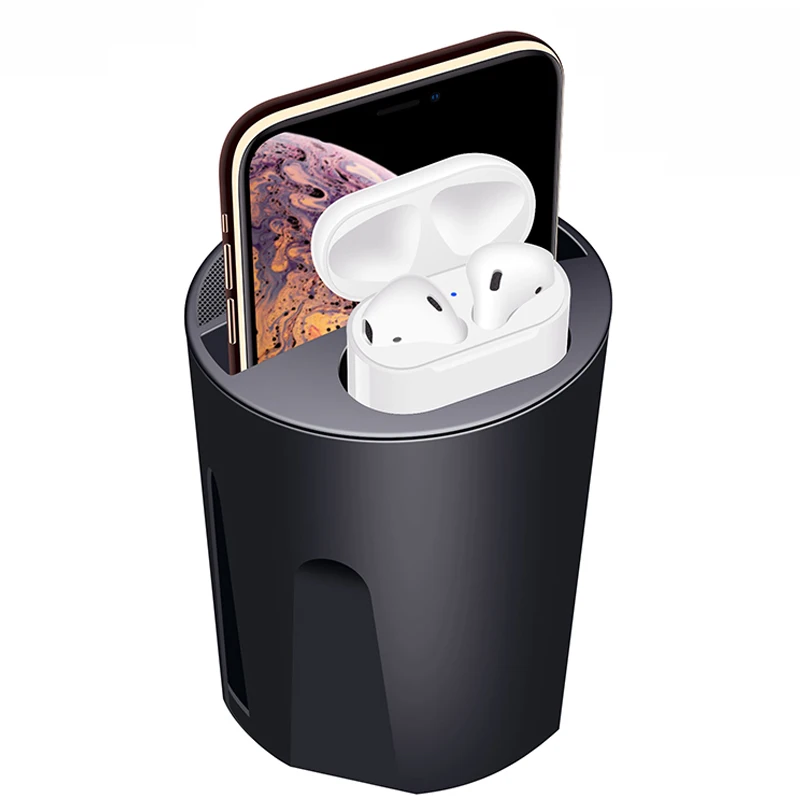 2 в 1 Qi Беспроводное Автомобильное зарядное устройство чашка для iPhone Xs Max Xr 8 Plus Apple