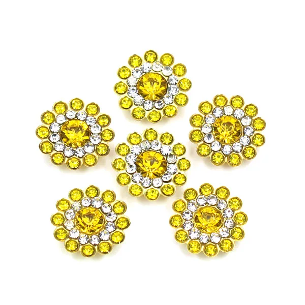 26Citrine 20 шт цветочные хрустальные стразы 14 мм плоские с оборота Стразы для шитья одежды металлические хрустальные украшения для платьев поделки своими руками - Цвет: 26Citrine