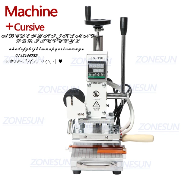 MachineWithCursive1 ZONESUN ZS110 машина для горячего тиснения фольгой кожи тиснение бронзирующий инструмент для дерева ПВХ бумаги DIY скользящий Рабочий стол цифровой - Цвет: MachineWithCursive1