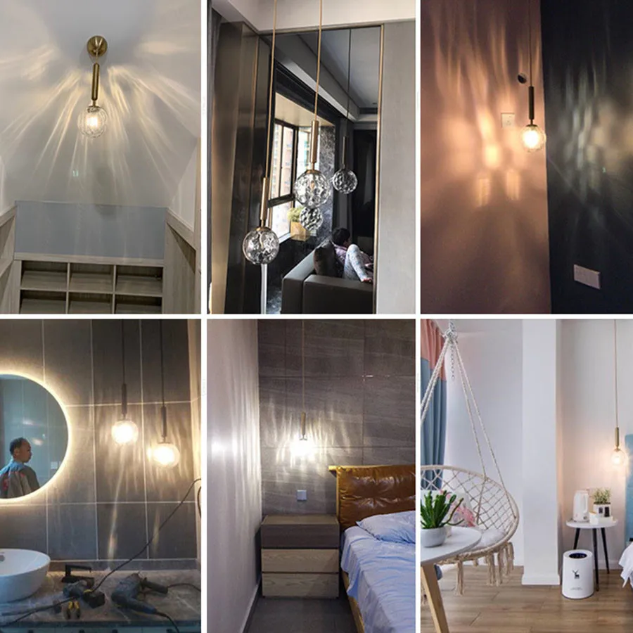 

BEIAIDI Nordic Minimalist Pendant Light Luxury Glass Globe Ball Hanging Light Restaurant Bar Aisle Bedroom Bedside Pendant Lamp