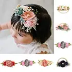 Повязка на голову детская с цветами, из мягкого нейлона, эластичная