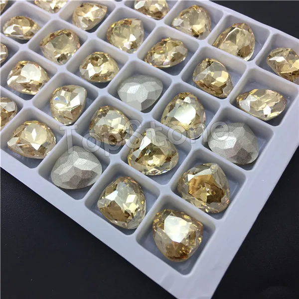 golden shadow TopStone жир в форме сердца стеклянные кристалл изысканный камень заостренный назад K9 сердце горный хрусталь бусины без отверстий для изготовления ювелирных изделий - Цвет: golden shadow