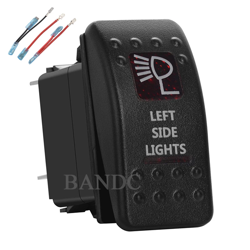 

LEFT SIDE LIGHTS Rocker Switch 5 Pins on-off SPST Dual Red Led for Car Boat RV Truck Vehicles,Waterproof，Jumper Wires