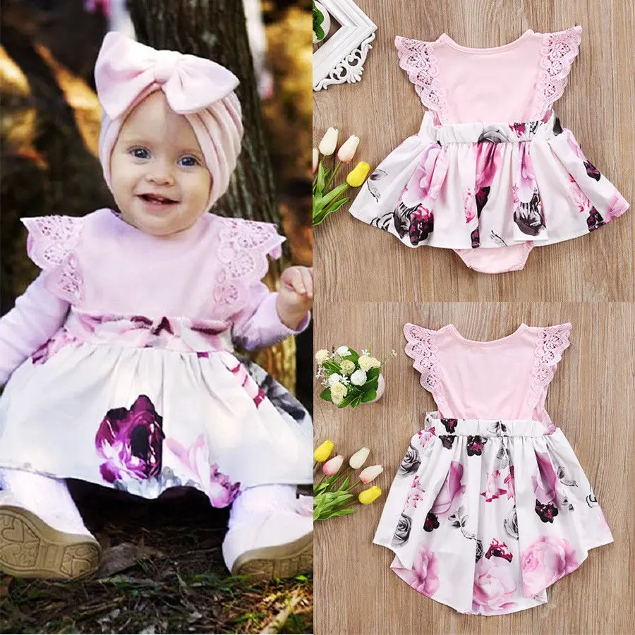 

Floral Lace Toddler Kids Girl Newborn Baby Sisters Dress Romper Sundress Clothes