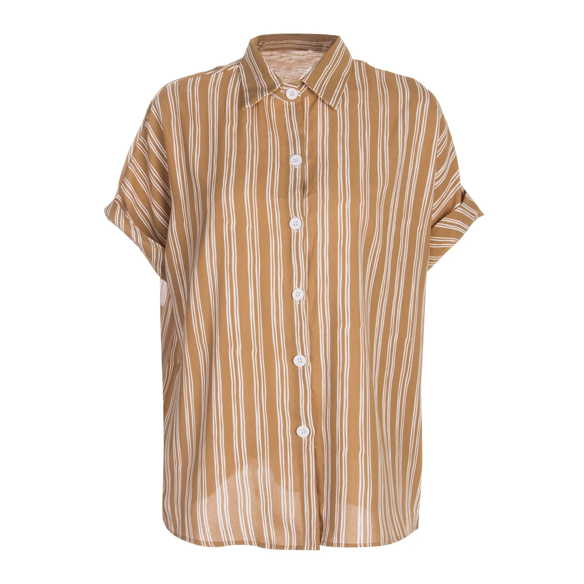 2020 Summer Striped Office Blouse Women Clothes Turn Down Collar Short Sleeve Womens Tops And Blouses Streetwear Shirts | Женская одежда