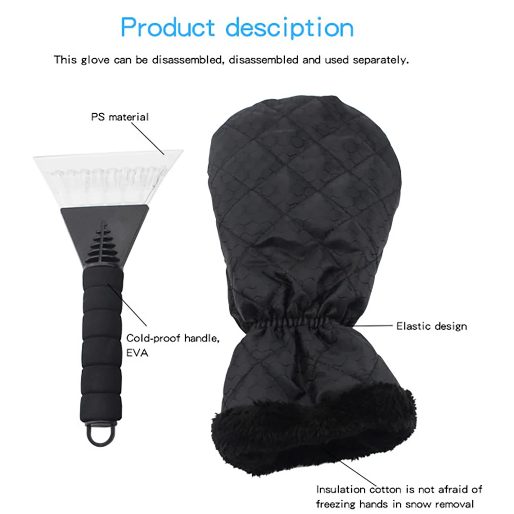 

Car Snow Removal Glove Scraper Ice Scraper Tool For Auto Window Outdoor Oxford Cloth Snow Shovel Waterproof Car Accessories