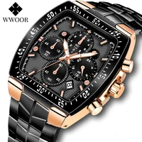 wwoor 2022 new sports watches for mens fashion black military quartz waterproof wrist watch male square casual chronograph clock