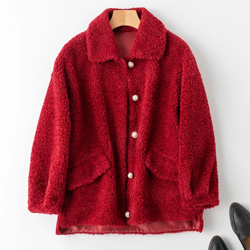 Натуральная овчина Женское пальто из 100% шерсти зимняя куртка женские корейские