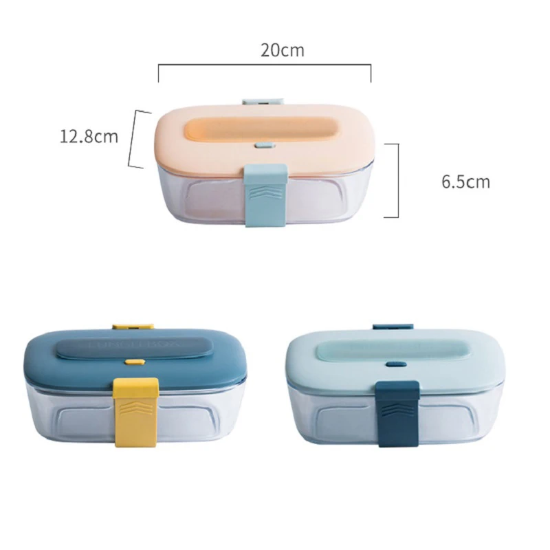

Glass Lunch Box Microwavable Bento Box Silica Gel Lid Compartments Leakproof Food Storage Container For Food Snack