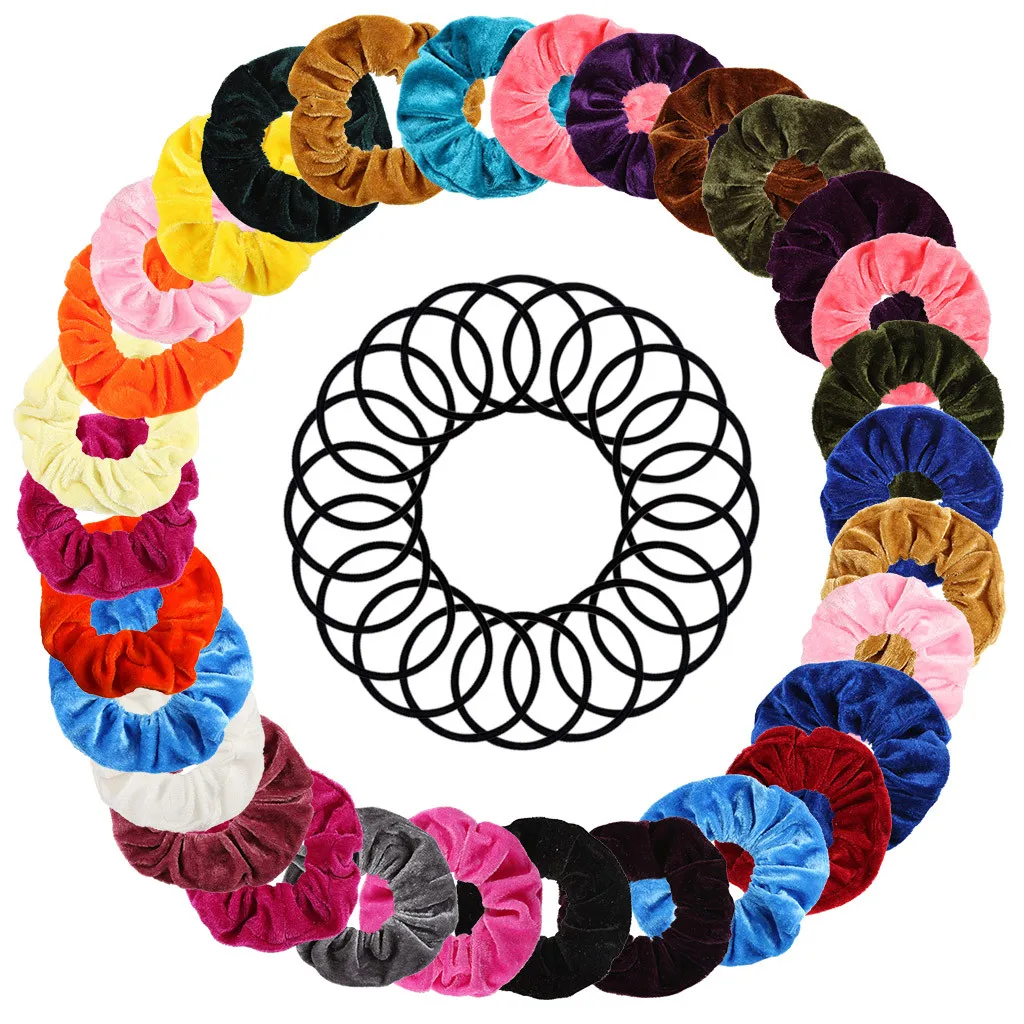 

50 Pcs Velvet Elastic Hair Bands Girls Headwear Stretch HairBands Kids Hair Accessories Children Headband