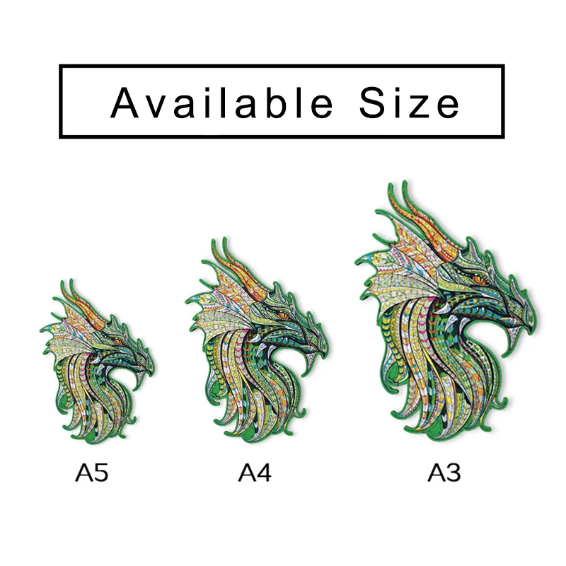 

Mysterious Dragon Wooden Jigsaw Puzzle Gift For Kids, Toddlers and AdultsAnimal Wood Puzzle Challenger Difficulty