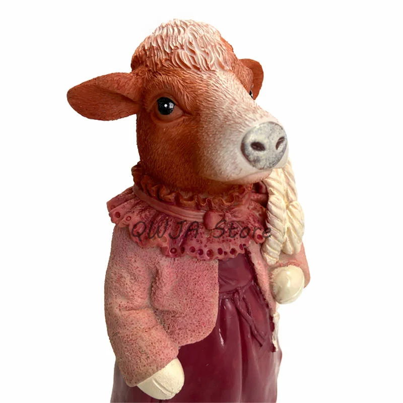 Estatuas de animales para decoraci&oacute;n del hogar, escultura creativa de gato, conejo, adornos de resina, accesorios de jard&iacute;n-5