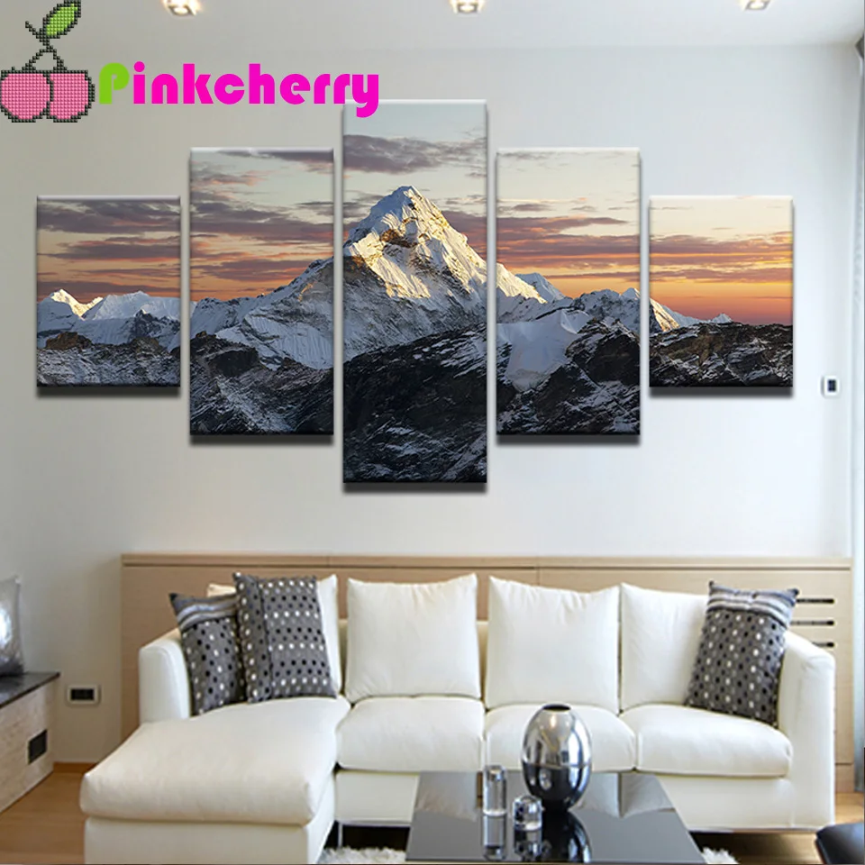 

5 шт./набор, 5d алмазная вышивка «снежные горы»