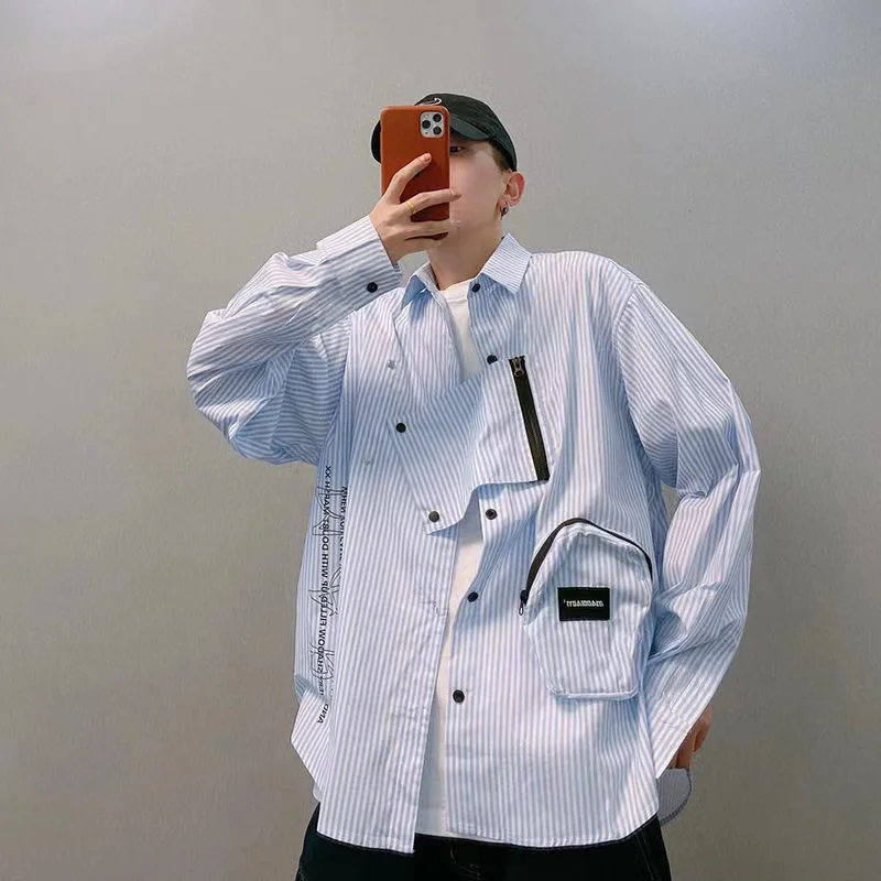 

Рубашка мужская с длинным рукавом и карманами, свободного покроя