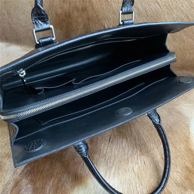 

Exotic Real Crocodile Skin Businessmen Briefcase Working Handbag Genuine True Alligator Leather Male Large Top-handle Purse Bag