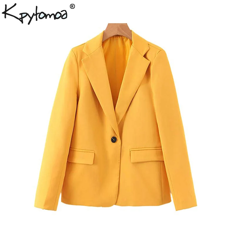 Vintage Stylish Office Lady Pockets Blazers Coat Women Fashion Notched Collar Long Sleeve Ladies Outerwear Chaqueta Mujer