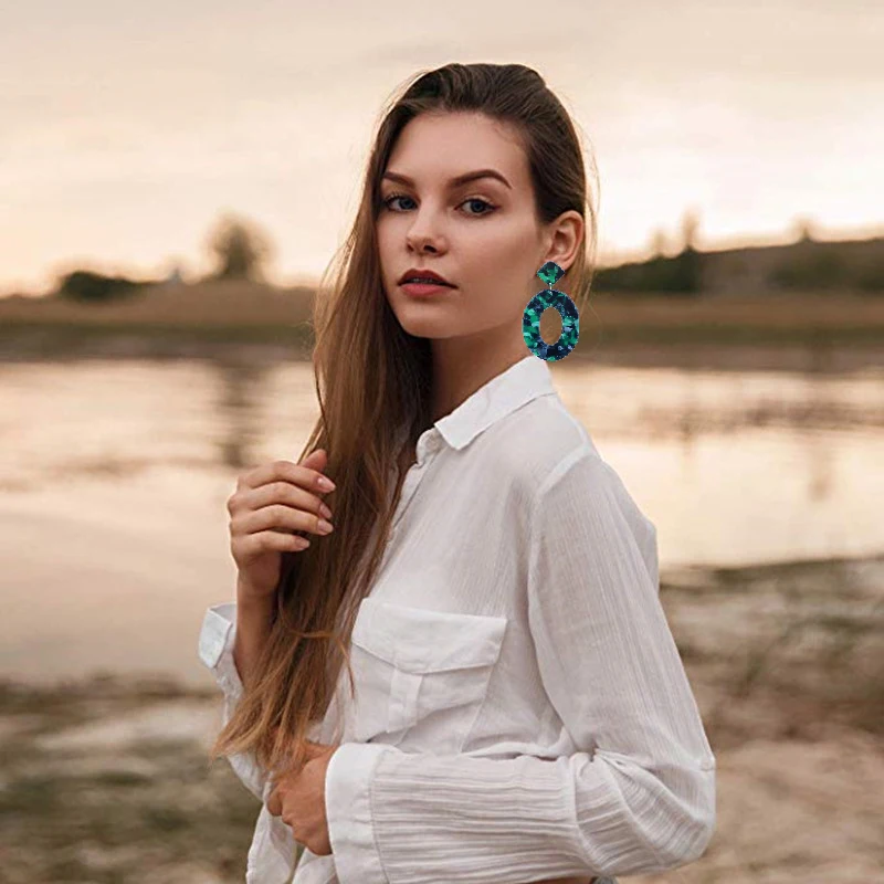 Леопардовые большие круглые Черепаховые акриловые Сережки для женщин ацетат