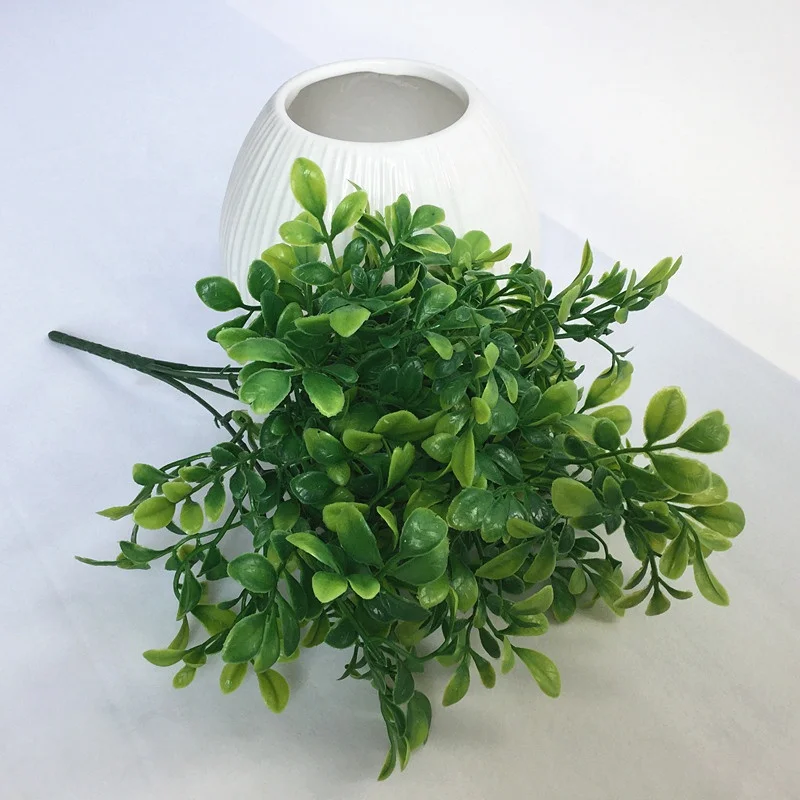 Artificial Green Plastic Leaves Plant Boxwood Branches Decorative Evergreen Fake Flowers | Дом и сад