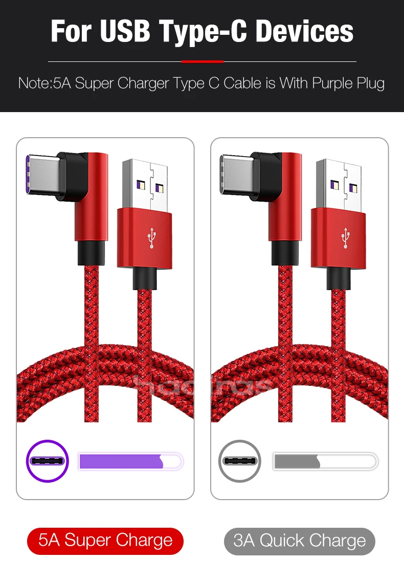 5А usb type C 90 градусов USB C кабель для samsung S10 S8 Xiaomi mi 9 9T красный mi Note 7 Быстрая зарядка type C кабель для huawei P20 P30
