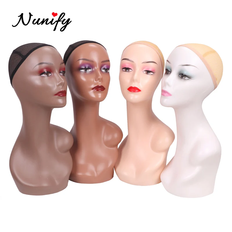 Nunify-Cabeza de maniquí con un solo hombro, peluca femenina realista, cabeza de exhibición, cabeza de MANIQUÍ PARA sombrero, pelucas, gafas de sol, joyería