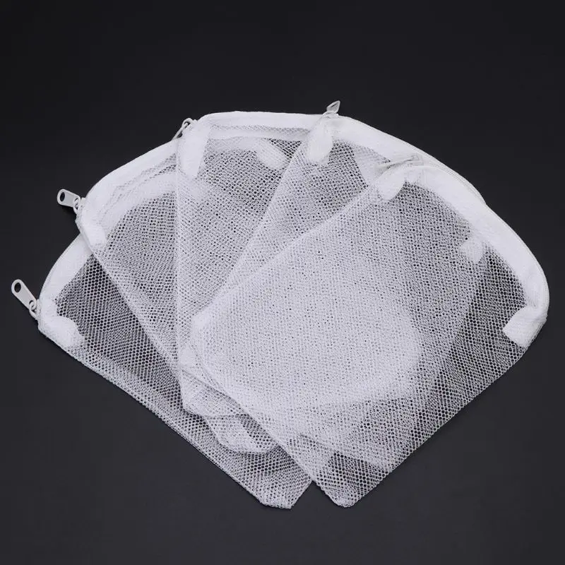 

5 Pcs/Set Aquarium Filter Bag Fish Tank Mesh Bag Zipper Net Pond For Bio Ball Active Carbon Isolation Storage 5 Sizes D7WE