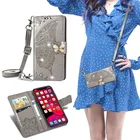 Чехол-книжка для iPhone 12, 7, X, XR, XS, 11, 13 Pro Max, SE2020, с блестящими стразами, держателем для карт