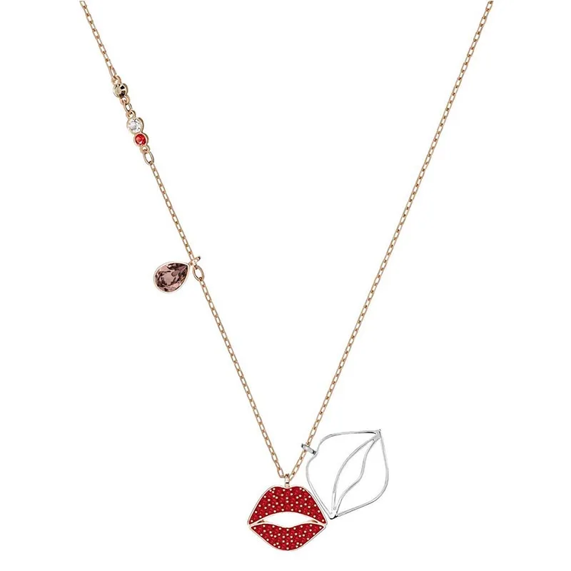 

SWA High Quality Minimalist New MINE Necklace With Fresh And Romantic Glamour Lips Lipstick Female Fashion