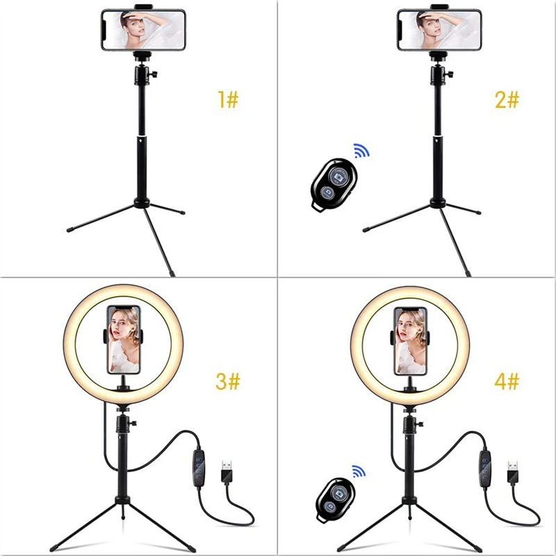 Светодиодная кольцесветильник 10 дюймов выдвижная тренога с 3 режимами