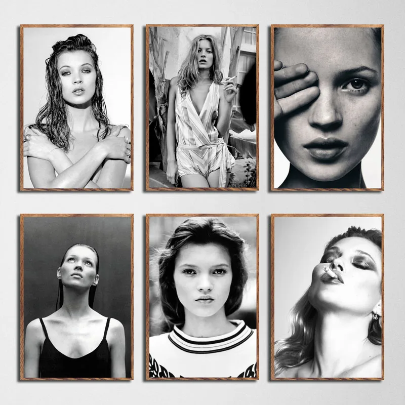 Kate Moss супер модель звезда Мода сексуальная B& W художественная живопись Шелковый Холст плакат настенный домашний декор