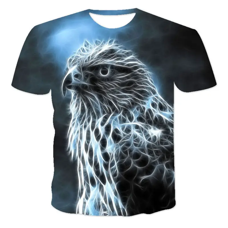 

2021 New Summer T-Shirt Unisex Short Sleeve 3D Printing T-Shirt Animal Series Eagle Round Neck Pullover XXS-6XL Wholesale
