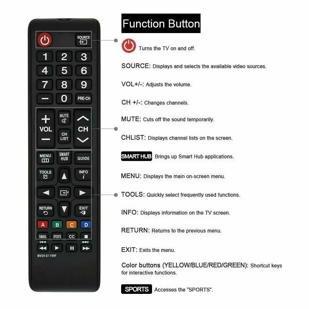 

TV Remote Control BN5901199F BN59-01199F For for Samsung LED LCD HDTV Smart TV
