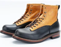 winter short boots high quality men boots handmade genuine leather outdoor lace up martin boots