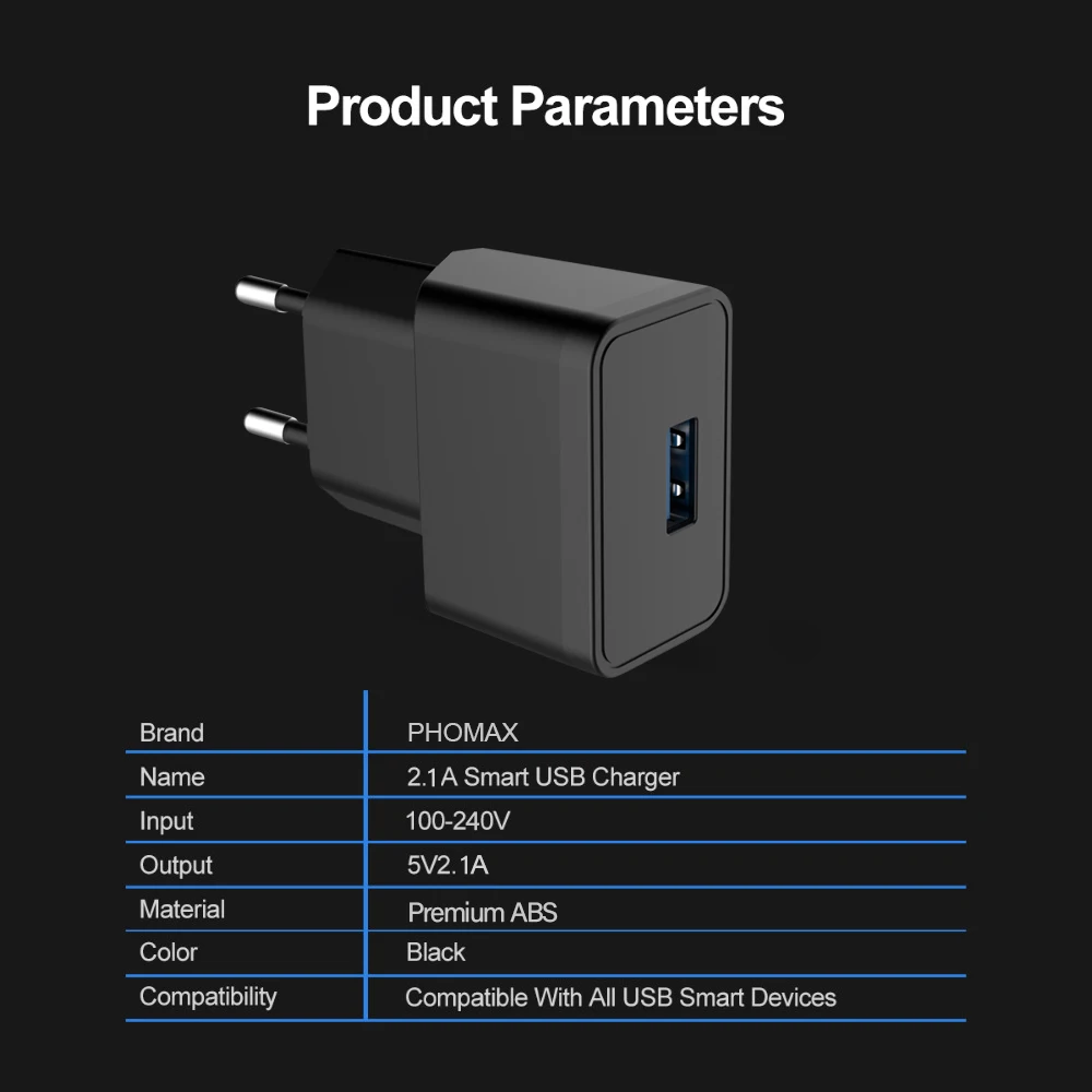 PHOMAX USB зарядное устройство Универсальное портативное дорожное настенное для iPhone