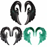 1pcs wing gauges for ear plugs tunnels earrings stretching tapers woman green acrylic angel wing expander stretcher party gift