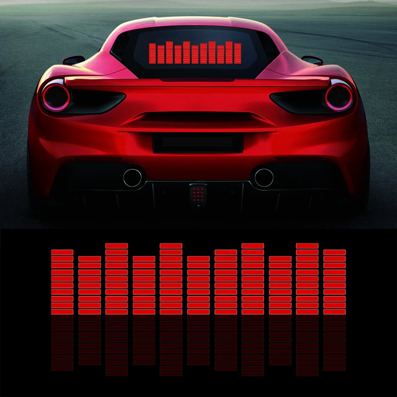 Red Music Rhythm Flash Light Car LED Fire Sound Activated Sensor Equalizer Rear Windshield Sticker Styling Neon Lamp