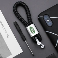 black leather weave car keychain key chain holder keyring for land rover range rover freelander 1 2 discovery 2 3 auto styling