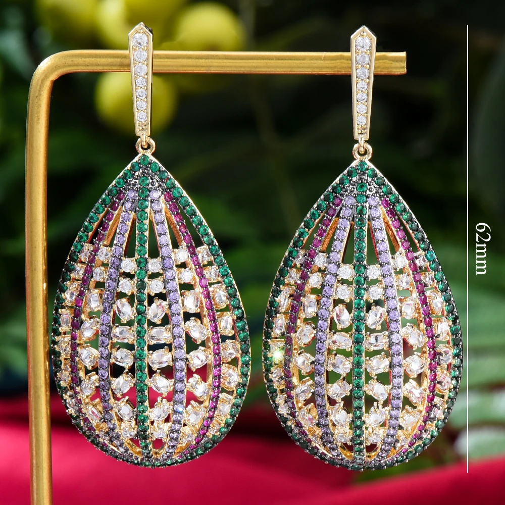 

62mm Big Drop Pendant Earrings for Noble Women Bridal Wedding Earrings Jewelry Ladies Daily Accessories New Trendy