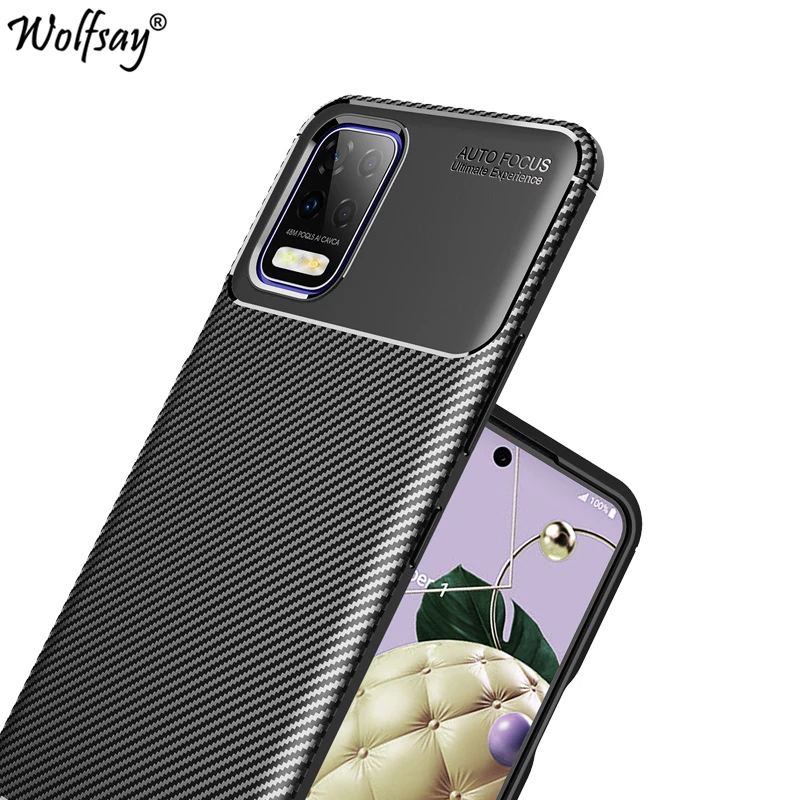 

For LG K52 Case Bumper Anti-knock Soft Silicone Carbon Fiber Shockproof Back Case For LG K52 Cover Case For LG K52 K 52 6.6 inch